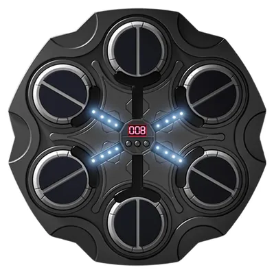 Produktbild von Musik-Boxmaschine mit Boxhandschuhen, wandmontierte, Bluetooth-fähige Boxscheibe mit LED-Beleuchtung, 9 Geschwindigkeitsstufen, elektronischer Boxtrainer, Schlagpolster C
