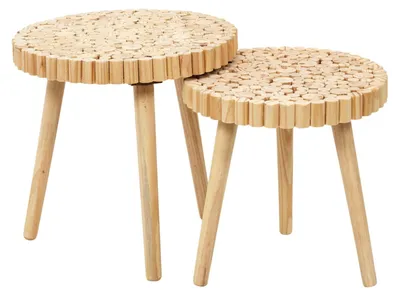 Produktbild von Home Deco Factory Beistelltisch - 2x Stuck - Holz - Metall - verschiedene Hohen