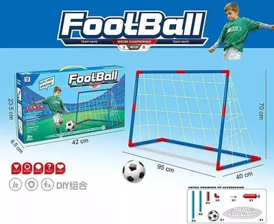 Produktbild von Fußball-Set mit Falttor 95x70x40cm, Ball und Pumpe