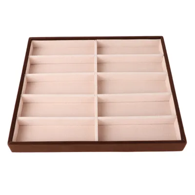 Obrázok produktu pre Box na slnečné okuliare s 10 priehradkami Puzdro na slnečné okuliare Organizátor slnečných okuliarov Úložný box na okuliare Zamatová vitrína na zásuvku stola