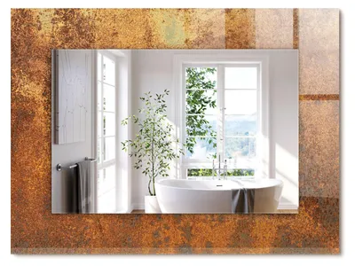 Produktbild von Modisches Rostblatt – Rechteckiger Spiegel mit Druck 80x60 cm – Modern - Dekorativ für die Wand