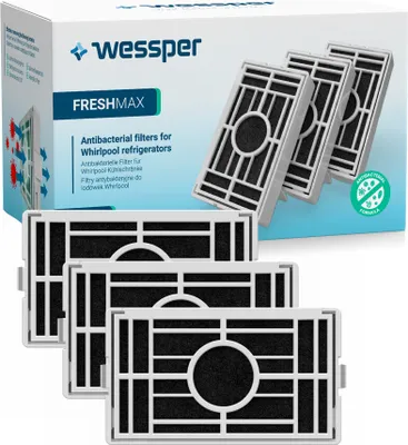 Produktbild von Wessper 3-pack antibakteriálny hygienický vzduchový filter náhradný pre chladničku Bauknecht Whirlpool side-by-side, kompatibilný s Microban ANT001, ANT-001,