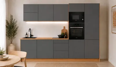 Produktbild von Küchenzeile 300 cm Modulküche Winkelküche Küchenblock Einbauküche ohne Arbeitsplatte, LETANO Lovo 2 Grau mit Push-To-Open
