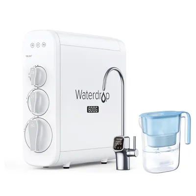 Image de Système de filtration d'eau par osmose inverse Waterdrop WD-G3P600, comprenant 1 carafe filtrante pour réfrigérateur WD-PT-05B Elfin