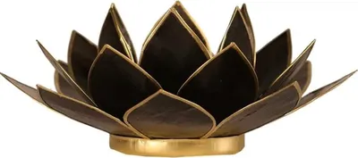 Produktbild von Lotus Teelichthalter schwarz goldfarbig -- 13.5 cm