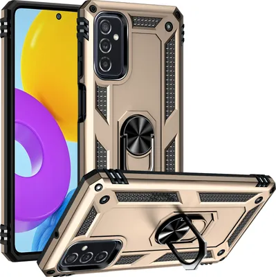 Produktbild von Galaxy M52 5G Hülle, Dual Layer Militäre Fallschutz Schutzhülle mit Ringhalterung Ständer für Samsung Galaxy M52 5G Gold