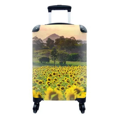 Produktbild von MuchoWow® Koffer Handgepäck Trolley Rollkoffer Kleine Reisekoffer mit 4 Rollen - Sonnenblume - Natur - Berg - Cabin Size < 55x40x23 cm & 55x40x20 cm - Fotokoffer - Kabinenkoffer - Boardgepäck - Reise-Box - Reisekoffer - Reisegepäck - Koffer mit Bild - Trolley für Kinder