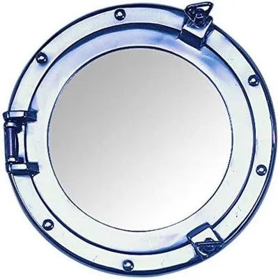 Produktbild von Runder Hochglanz polierter Bullaugenspiegel aus Glas, 20 cm Durchmesser, für Badezimmer