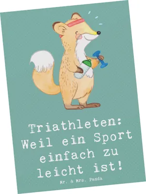 Produktbild von Mr. & Mrs. Panda Postkarte Triathlon Helden - Meeresbrise - Geschenk, mentale Stärke, Ansichtskarte, Training, Teamsport, mentales, Durchhaltevermögen, Grußkarte