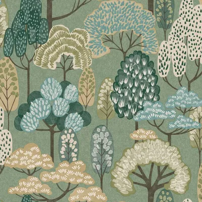 Immagine prodotto di Grandeco - Carta da parati testurizzata "Happy Trees" AG3852 (10 m x 53 cm) (Verde)