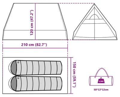 Zdjęcie produktu dla vidaXL Namiot kempingowy klinowy 2 osoby niebieski wodoodporny