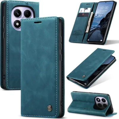 Produktbild von Hülle für Xiaomi Redmi Note 14 Pro 4G Retro Kunstledertasche mit Standfunktion Schutzhülle Blau