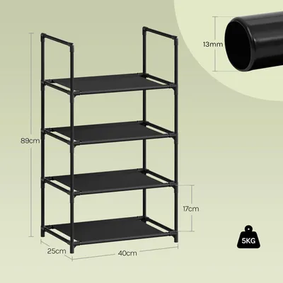 Produktbild von Schuhregal - Schuhablage 4 Ebenen - Schmal 41x28x72 cm - Metallgestell + laminiertes Vliesgewebe - Für Flur/Wohnzimmer - Einfache Montage - Platzsparend - Gelb