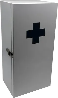 Produktbild von Hängender Medikamentenschrank mit 3 Fächern – Wandmontage – 42 x 21 x 15,5 cm – Weiß-Grau