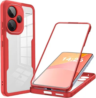 Produktbild von 360 Grad Handyhülle für Xiaomi Redmi Note 13 Pro+ 5G Full Cover Rundum Schutz Farbe: Rot