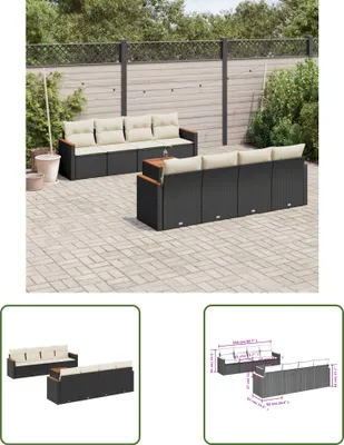 Produktbild von The Living Store 9-tlg. Garten-Sofagarnitur mit Kissen Schwarz Poly Rattan