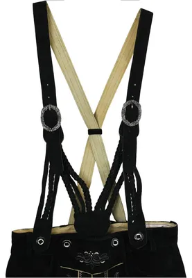 Produktbild von Trachten Lederhosen Klassische Hosenträger Trachtenmode V-Träger, Farbe:Schwarz