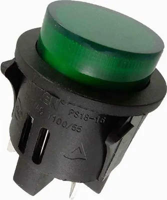 Immagine prodotto di Interruttore a pressione da incasso ø 25 mm 250 V 16 A  illuminato in verde ON-OFF