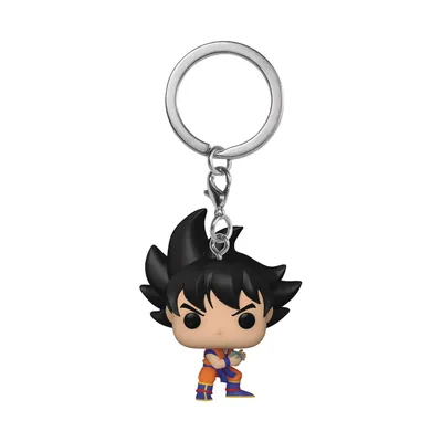 A Funko Pop! keychain of Goku from Dragon Ball Z, shown against a white background.