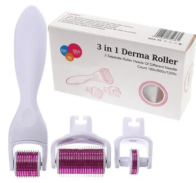 Immagine prodotto di Set Dermaroller Uniq 3 in 1 con aghi in titanio per viso, occhi e corpo