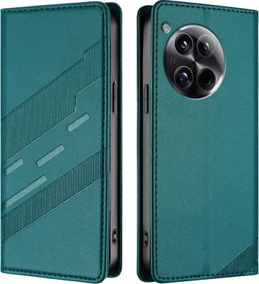 Image de Etui pour OnePlus 12, étui portefeuille en cuirPolyuréthaneavec fente pour cartes et fonction stand Grün