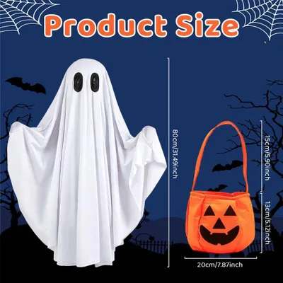 Obrázok produktu pre Detský kostým strašidla, strašidelný dizajn, 110 cm, vhodný na Halloween