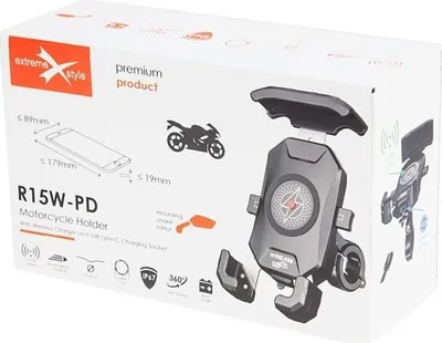 Produktbild von Lenker- Oder Spiegelmontierte Motorradhalterung Mit Induktivem Ladegerät Typ: R15W-Pd Wireless