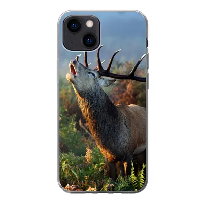 Produktbild von MuchoWow® Handyhülle Schutzhülle Hülle für iPhone 13 mini Hirsche - Wald - Nebel Silikon Softcase Handy Hülle - Softcase