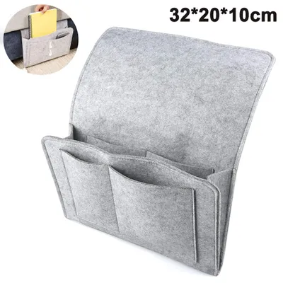 Produktbild von Bettaufhänger Organizer Filz, Sofa Seitenloch Hängeaufbewahrung, Nachttisch Tasche, 32x20x10 cm, 5 Fächer