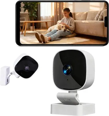 Productafbeelding van Beveiligingscamera Binnen - Thuiscamera Babyfoon - Huisbewaking Huisdieren - Bewegingsdetectie Nachtzicht - 1080P HD - Wit