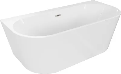 Produktbild von Mexen Oval+ freistehende Wandbadewanne 170 x 80 cm, weiß, Überlauf gebürstetes Nickel - 52681708000-97