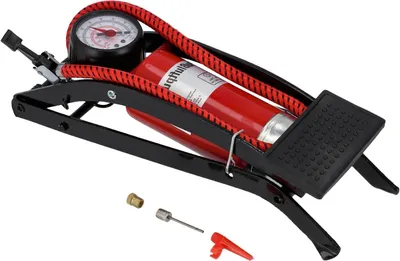Productafbeelding van Voetpomp - Fietspomp - Banden Oppompen - Met Manometer - 7 Bar - Zwart Rood