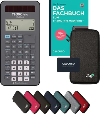 Produktbild von TI-30X Prio MathPrint inkl. Schutztasche Dunkelgrau & Fachbuch (80 Seiten, DIN A5) – Wissenschaftlicher Rechner – Smart Set