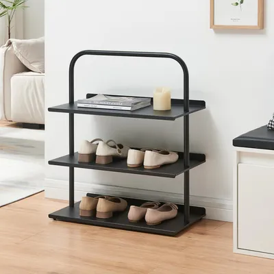 Produktbild von Schuhregal 'Poytya' für 6 Paare Stahl 73 x 60 x 32 cm Schwarz
