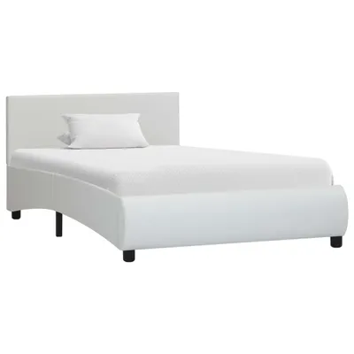 Image de vidaXL Cadre de lit avec LED Blanc Similicuir 90x200 cm