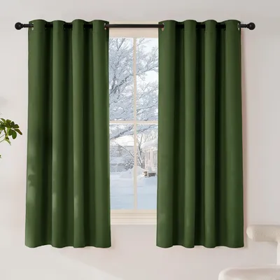 Blackout-Gardinen 2er-Set 140x175 cm Dunkelgrün mit Ösen