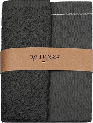 Produktbild von Ross 2er Pack Zwirn Halbleinen Geschirrtücher 908 1x Geschirrtuch 50x70 cm + 1x Küchenfrottiertuch 50x50 cm anthrazit