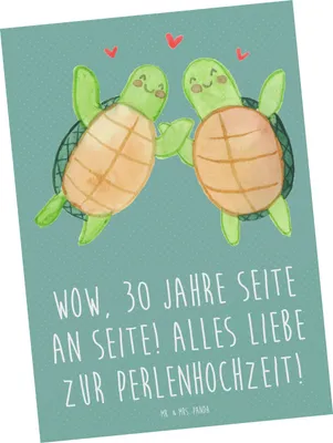 Produktbild von Mr. & Mrs. Panda Grußkarte 30. Hochzeitstag Perlenhochzeit - Meeresbrise - Geschenk, Kunstkarten, Ansichtskarten, Symbol, handgefertigte Produkte, Postkarte, bildkarte
