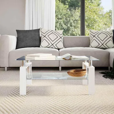 Produktbild von vidaXL Couchtisch Weiß Transparent 95x55x40 cm Hartglas