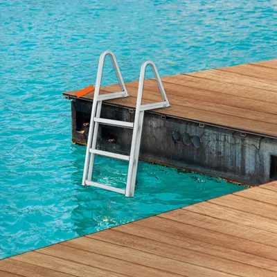 Zdjęcie produktu dla SucceBuy 3-stopniowa zdejmowana drabinka do łodzi, nośność 159 kg, 610 x 455 x 1225 mm