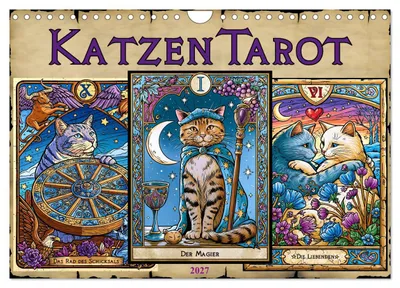 Immagine prodotto di Katzentarot (Calendario da parete 2027, formato A4 orizzontale), Calendario mensile CALVENDO