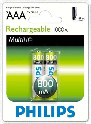 Obrázok produktu pre Philips Rechargeables R03B2A80/10, Nabjaten batria, 1,2 V, 800 mAh, 2 rok / roky, Cd (kadmium), Hg (ortu), 36 g