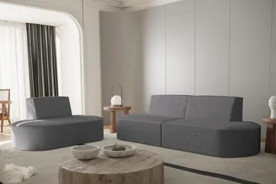 Produktbild von Sofaset Designersofa Set 2-1 MILOT in Stoff Ascot Bukla Graphit