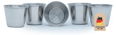 Image de Intirilife 5x gobelets empilables en acier inoxydable de 55 ml - Camping Outdoor Métal Tasse verre Réutilisable sans plastique adapté aux enfants