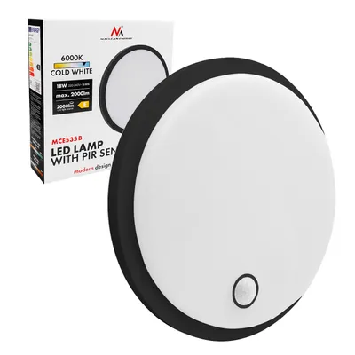 Produktbild von Maclean LED-Leuchte mit Bewegungsmelder PIR-Sensor schwarz 10 W/15 W/18 W, IP65 einstellbare Farbtemperatur 3000/4000/6000 K MCE535 B