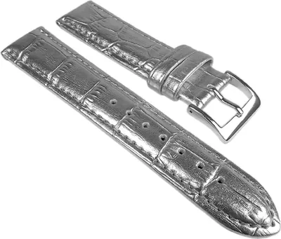Produktbild von Minott Uhrenarmband Leder Silberfarben Kroko Prägung 25256S, Stegbreite:16mm