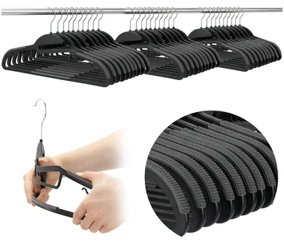 Productafbeelding van Kledinghangers | Kledinghanger | 30 Stuks | Anti-slip | Zwart