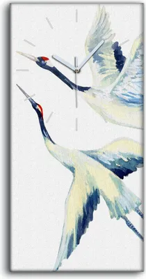 Produktbild von Wanduhr Uhr Wandbild Leinwand 30x60 Malerei Abstrakte Tiere Vögel Kunst - weiße Hände