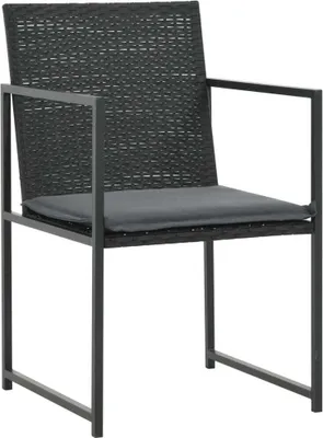 Obrázek produktu pro vidaXL 7dílný zahradní jídelní set s polštáři Poly ratan Black