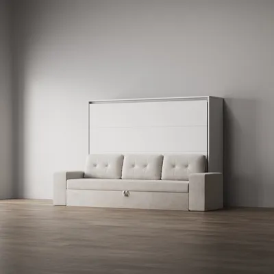 Produktbild von Schrankbett 160x200 Horizontal M2 (Tiefe 55cm) inkl.SOFA Sandgrau  Weiss